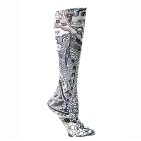 CMPSQ 8-15 Mm Hg Black Paisley Fountain Compression Sock